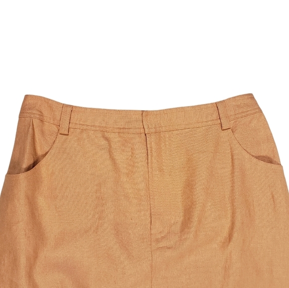 Ellen Tracy Peach 100% Linen Maxi Skirt Sz 10P Workwear Breathable Langenlook - Picture 3 of 11